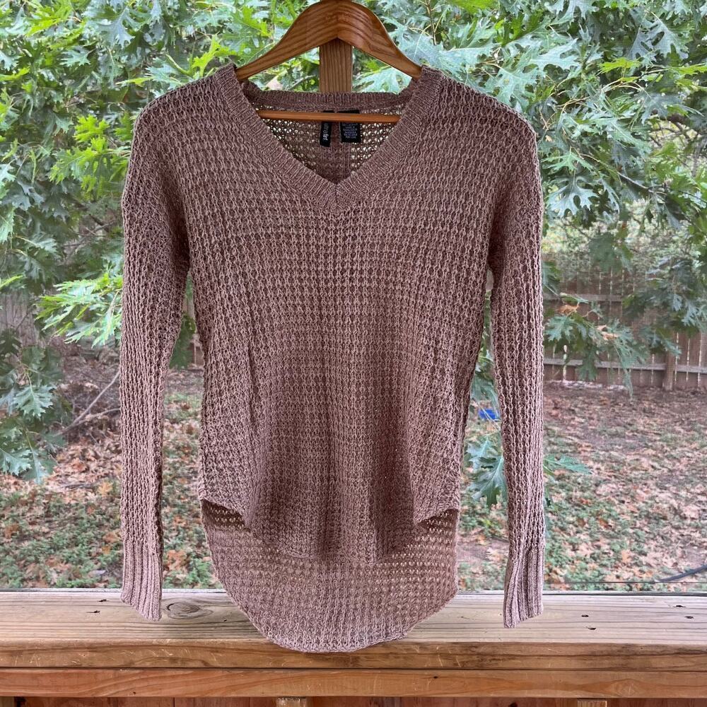 Ultra Flirt Tan Waffle Knit Pullover Sweater Size S. NEW